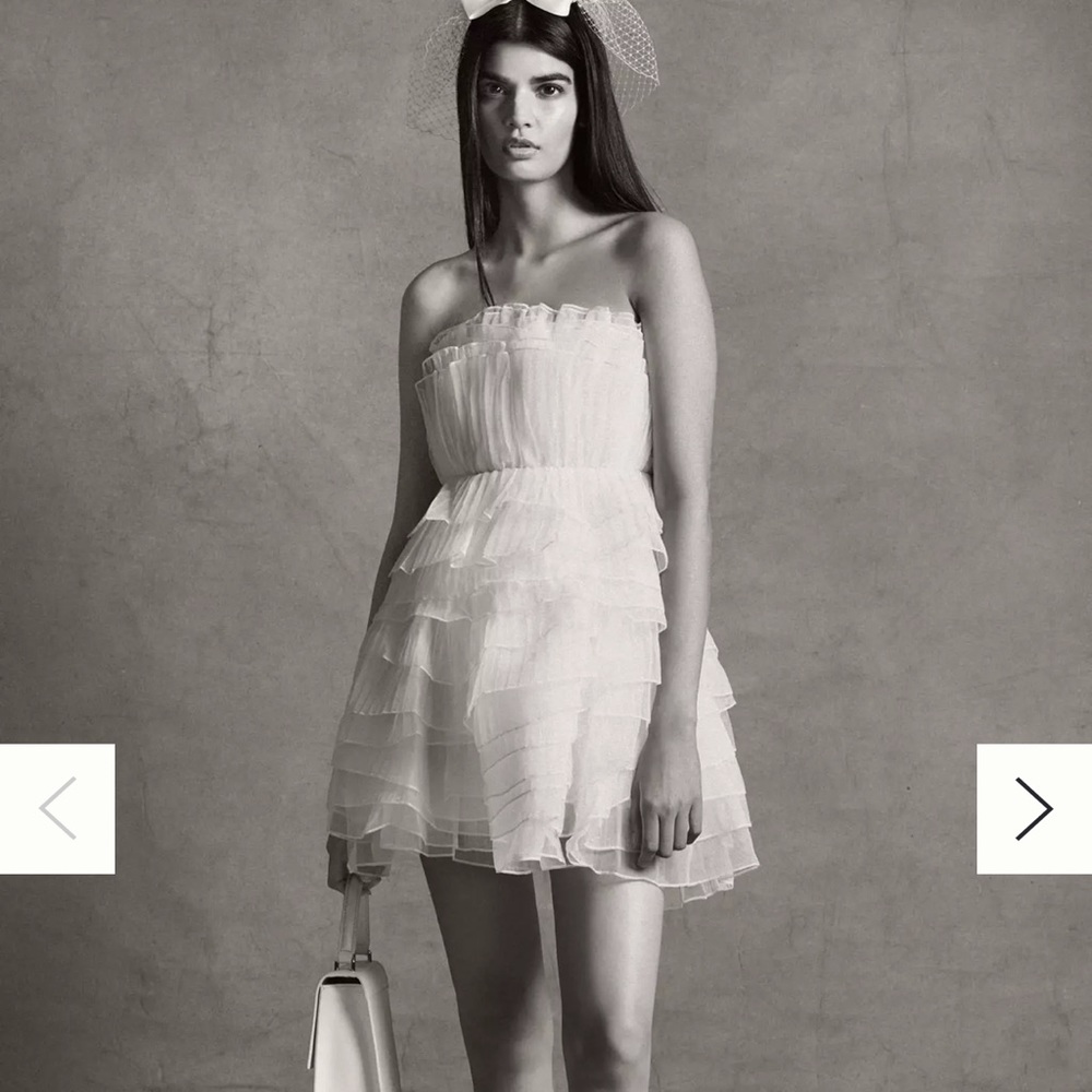 Anthropologie BHLDN Huntington Dress white organza ruffle tulle bridal dress